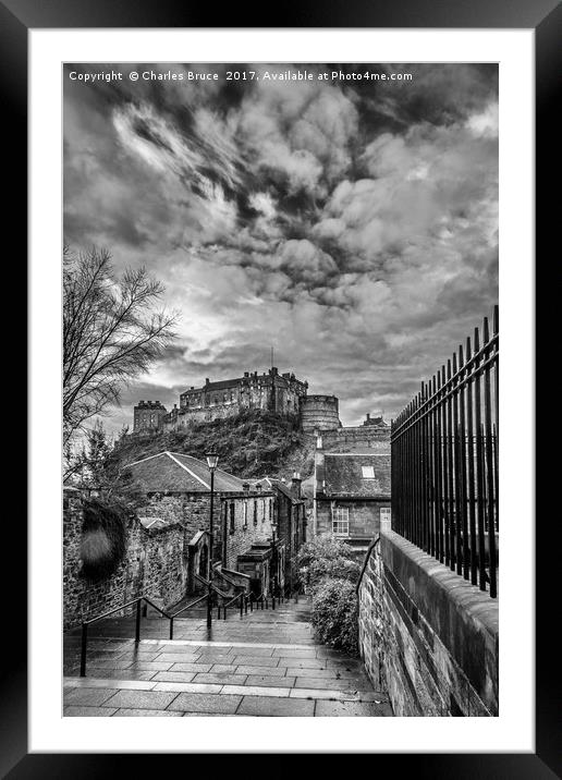 Edinburgh Castle from the Vennel Framed Mounted Print by Charles Bruce
