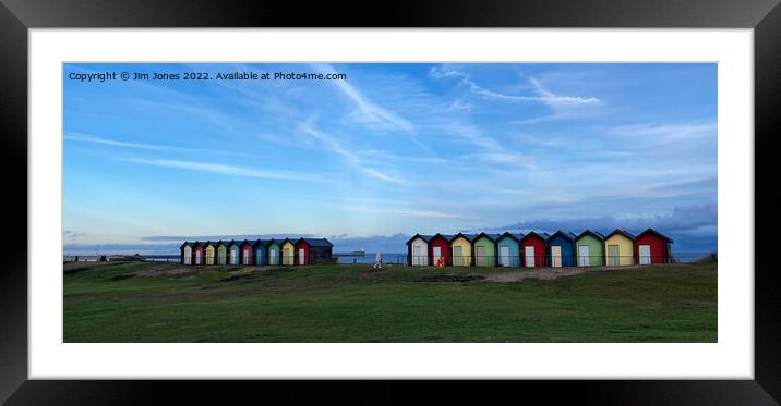 Christmas time at the beach huts Framed Mounted Print by Jim Jones