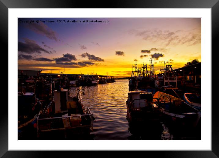 North Shields Fish Quay at Dusk. Framed Mounted Print by Jim Jones