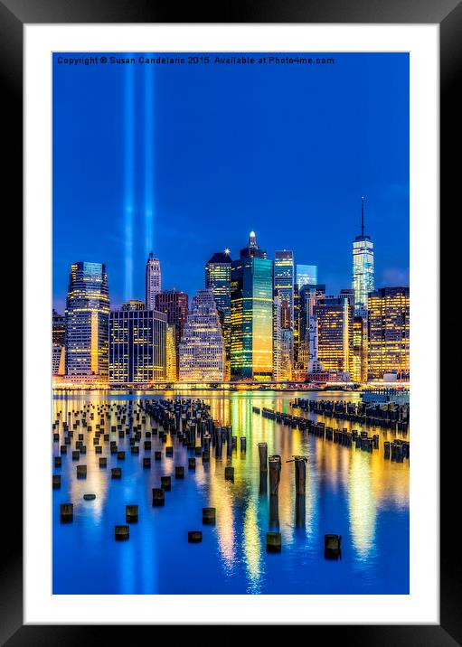 Manhattan NYC 911 Tribute Framed Mounted Print by Susan Candelario