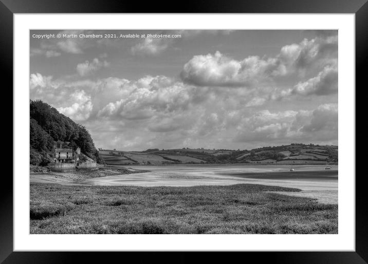 Dylan Thomas Boathouse in Black and White Framed Mounted Print by Martin Chambers