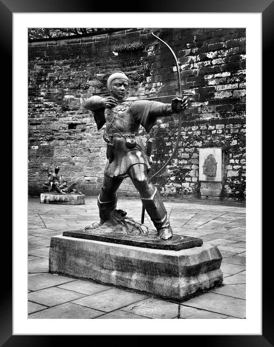 Robin Hood Statue, Nottingham Framed Mounted Print by Darren Galpin