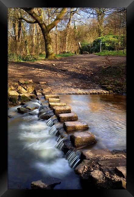 Porter Brook Stepping Stones & Falls Framed Print by Darren Galpin