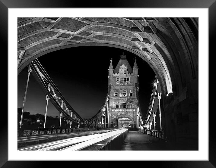 Tower Bridge London at Night  Framed Mounted Print by Darren Galpin