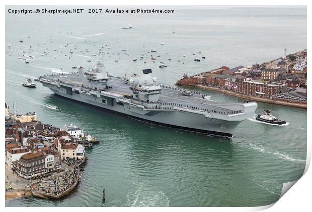 HMS Queen Elizabeth arrives home Print by Sharpimage NET