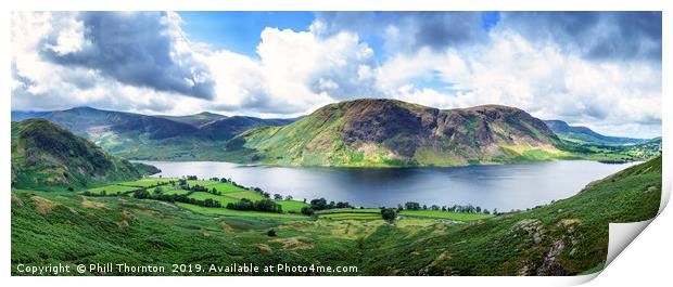 Panoramic view of Crummock Water, Lake District. Print by Phill Thornton
