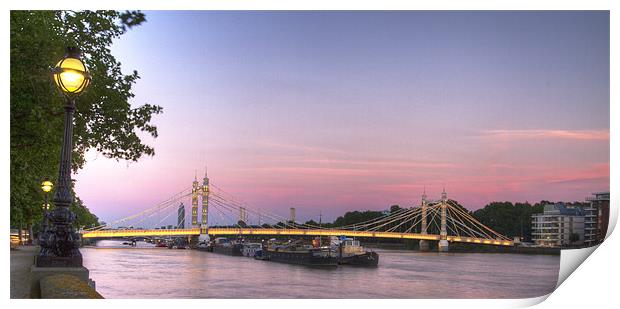 Albert Bridge at Dusk Print by David French