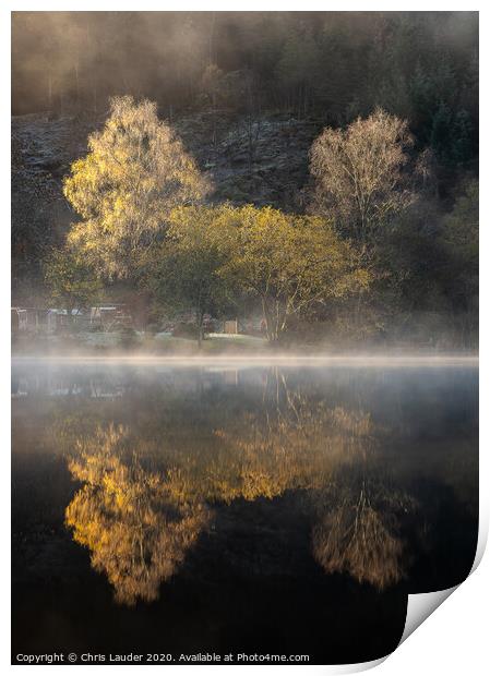 Misty Autumn at Loch Ard, Trossachs Print by Chris Lauder