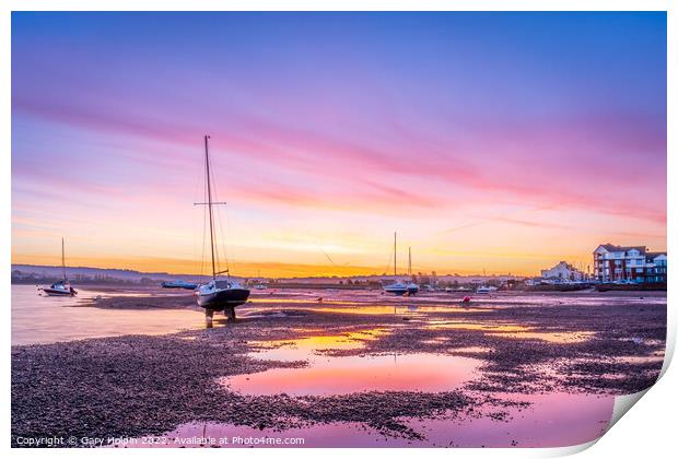 Exmouth boats at dawn Print by Gary Holpin