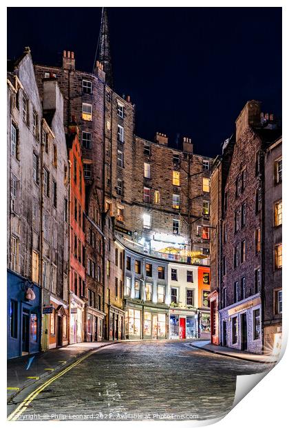 Victoria Street, Edinburgh, Scotland. Print by Philip Leonard