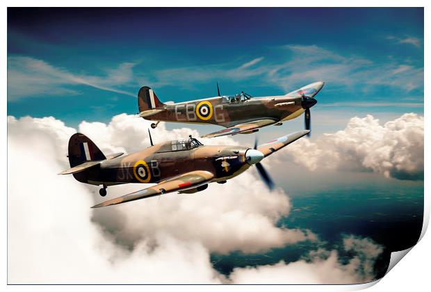 BBMF Spitfire and Hurricane Print by J Biggadike