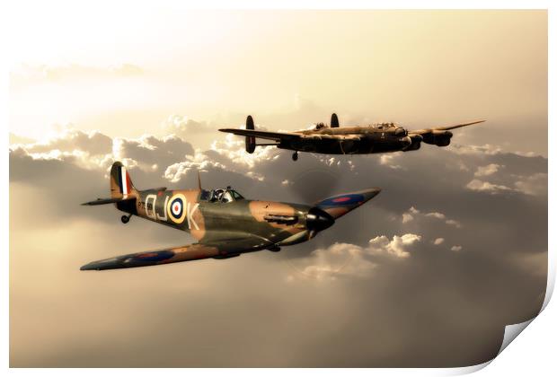 BBMF Spitfire and Lancaster Print by J Biggadike