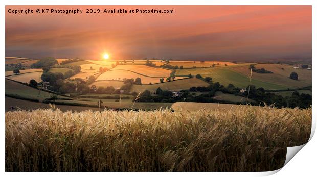 The Rolling Hills of South Devon Print by K7 Photography