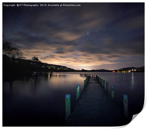 Monk Coniston Jetty on Coniston Water Print by K7 Photography