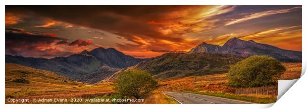 Snowdon Mountains Sunset Panorama Print by Adrian Evans